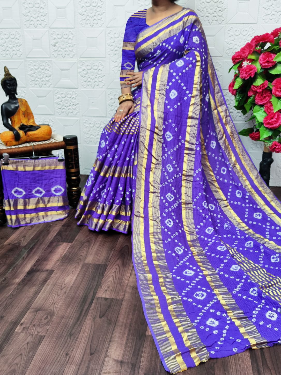 VIP Bandhej Printed Cotton Non Catalog Sarees